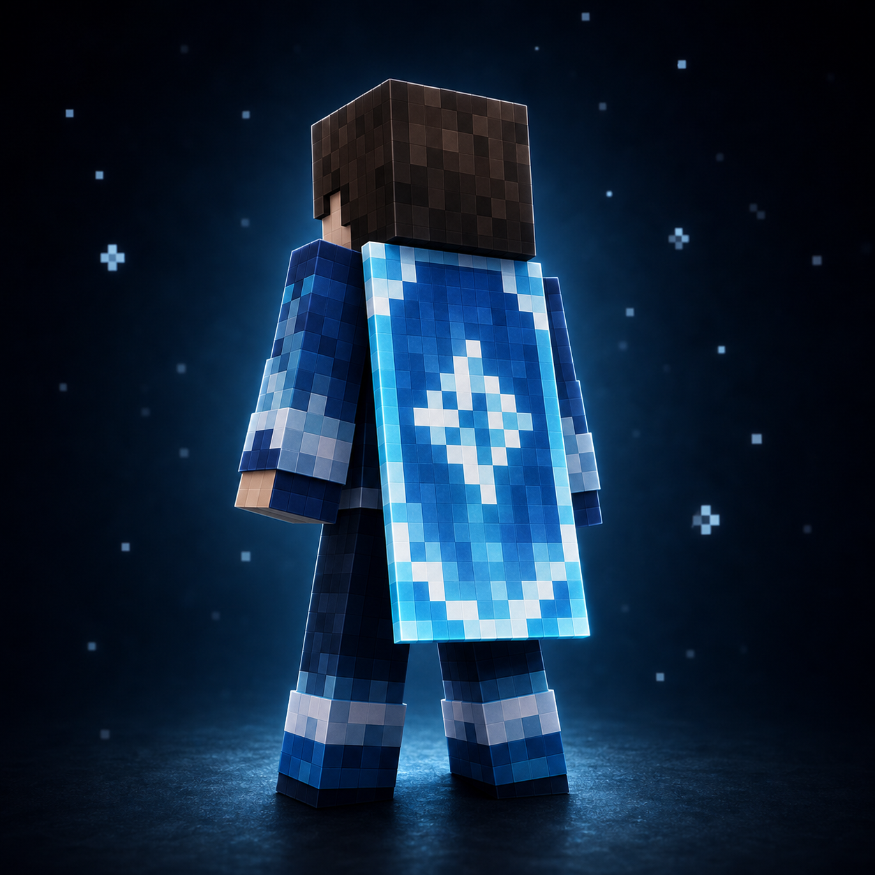 Minecraft-style character wearing the Frost Cape