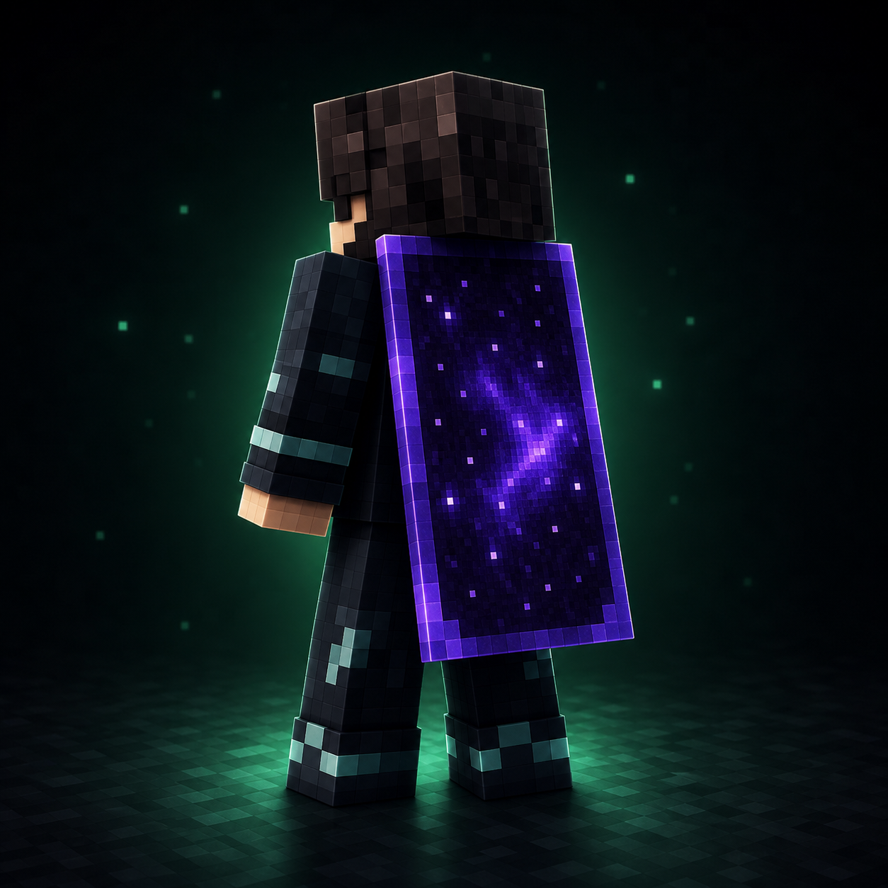 Minecraft-style character wearing the Nebula Cloak cape